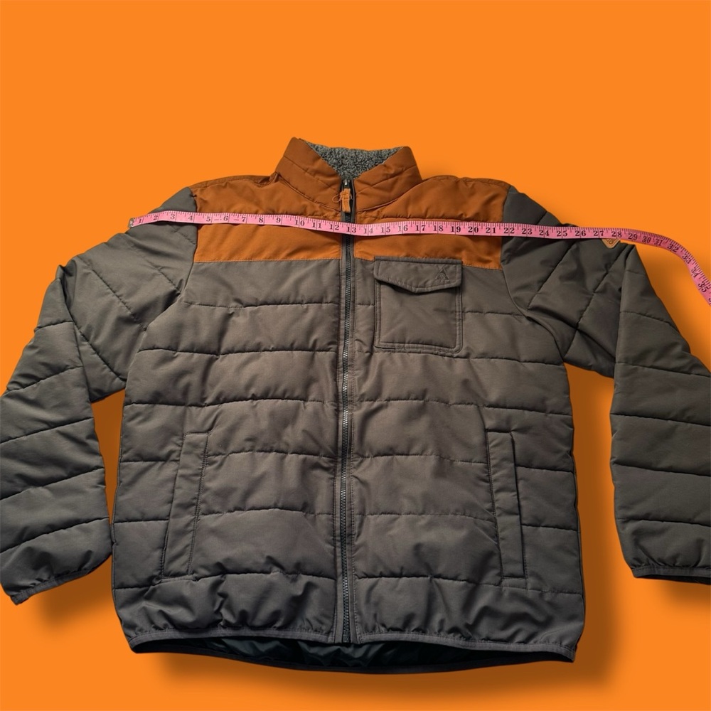 Men's Gray and Brown Quilted Jacket